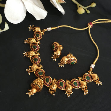 Gold Peacock Necklace Set Zayn Luxury Jewellery